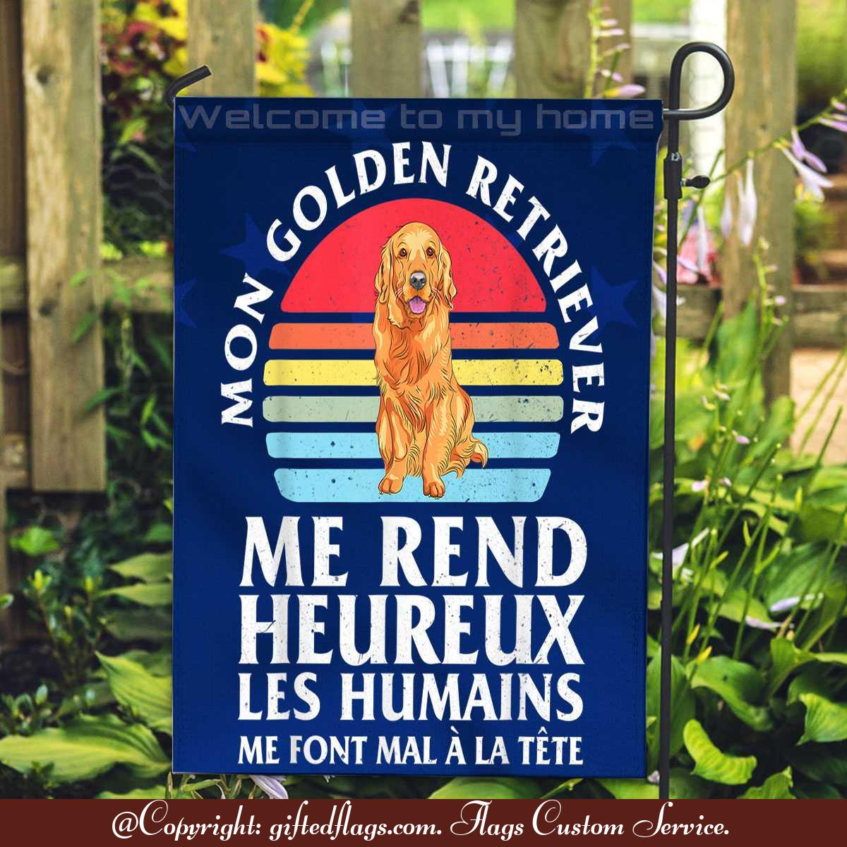 Mon Golden Retriever Dog Makes Me Happy Mother Garden Flag, House Flag