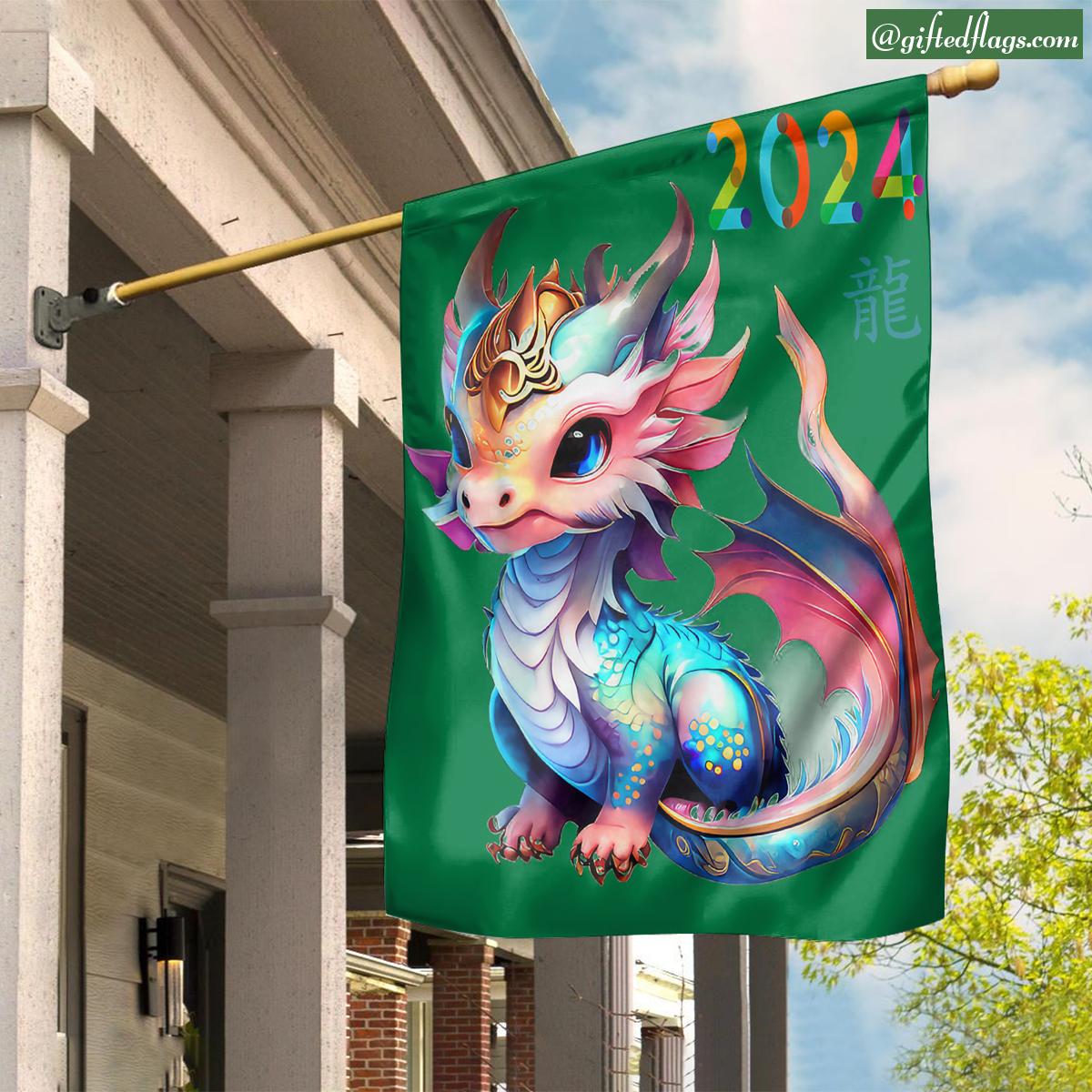 Dragon 2024 Year Of The Dragon Happy Lunar New Year 2024 Garden Flag