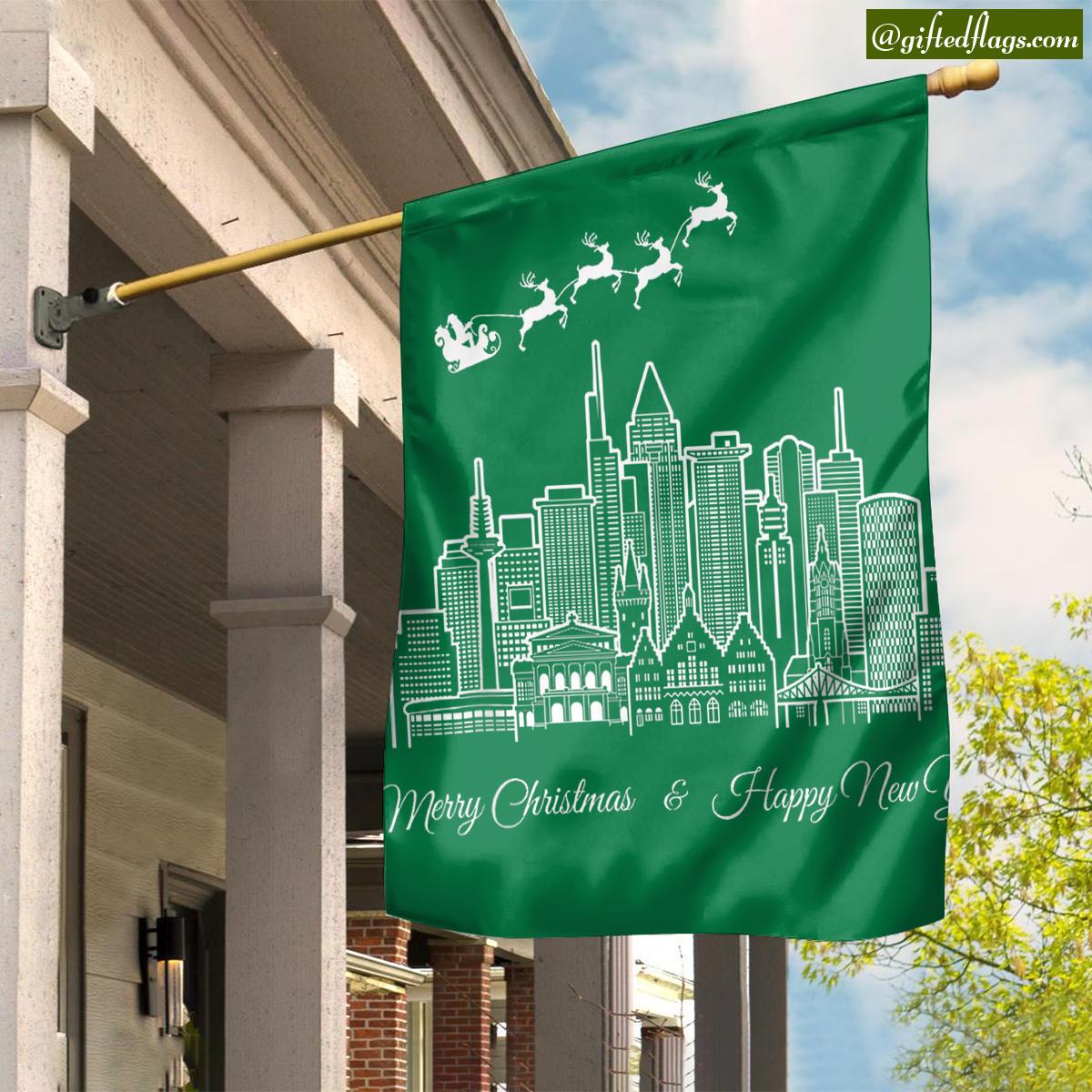 Merry Christmas Happy New Year Frankfurt Germany Garden Flag, House Flag