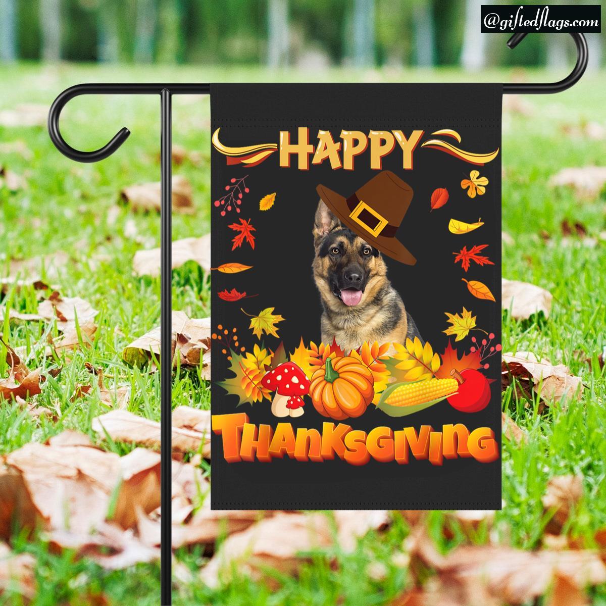 Happy Thanksgiving German Shepherd Dog I'm Thankful My Garden Flag, House Flag