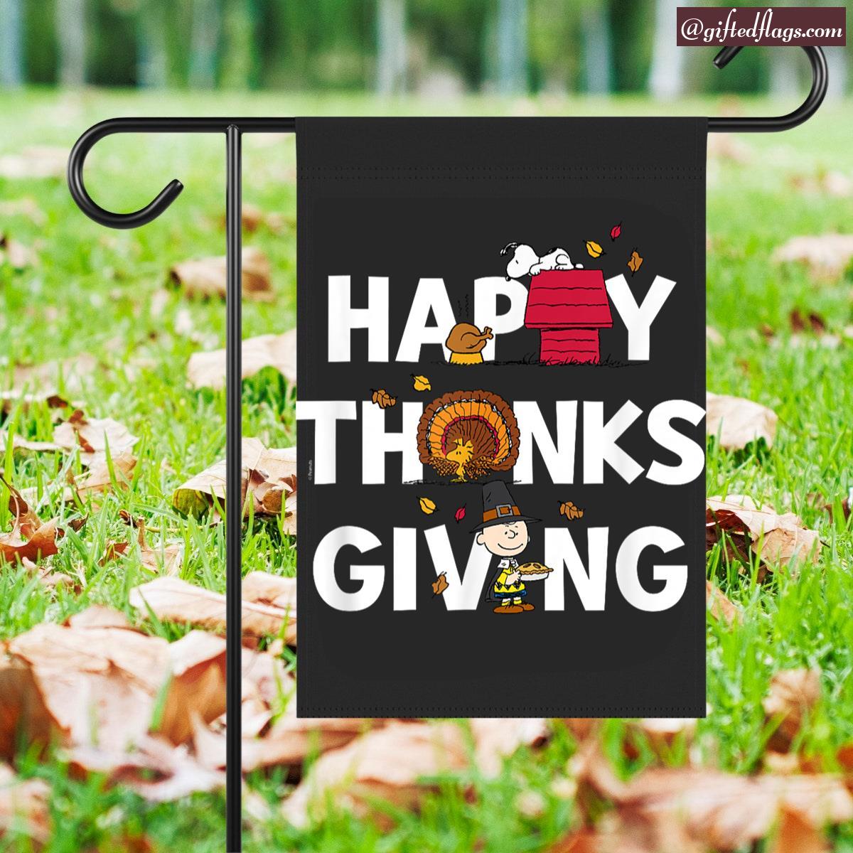 Peanuts Happy Thanksgiving Icons Garden Flag, House Flag