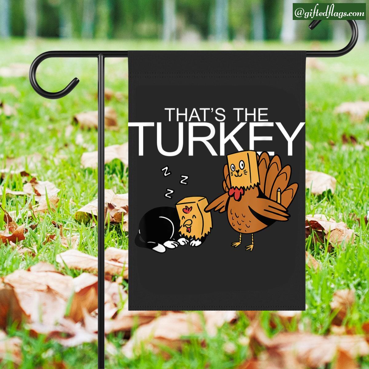 Thanksgiving Cat Funny Fake Cat Meow Thanksgiving Turkey Garden Flag, House Flag