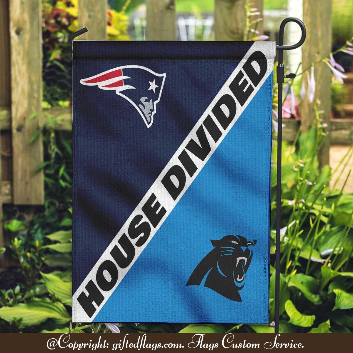 New England Patriots vs. Carolina Panthers House Divided Flag, Patriots House Divided Flag