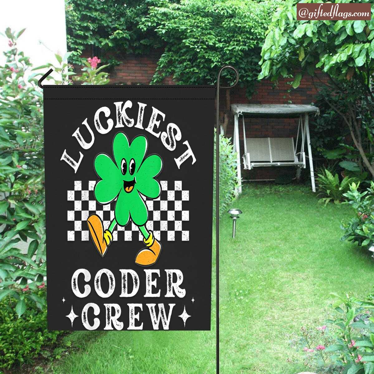 Luckiest Coder Crew Comp Sci Computer Science St Patrick Day Garden Flag, House Flag