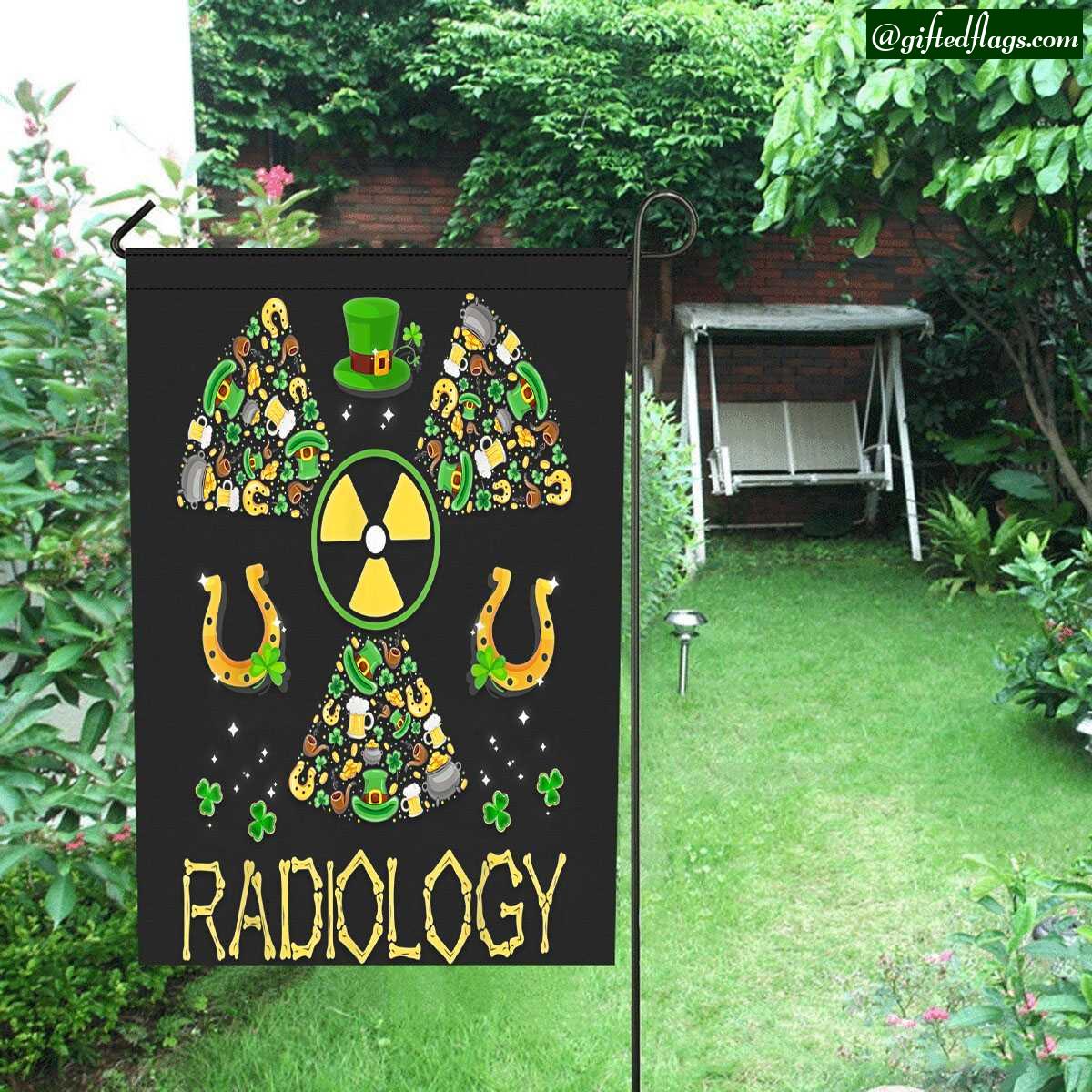 Radiology Shamrock St Patrick Day Xray Tech Radiologist Garden Flag, House Flag