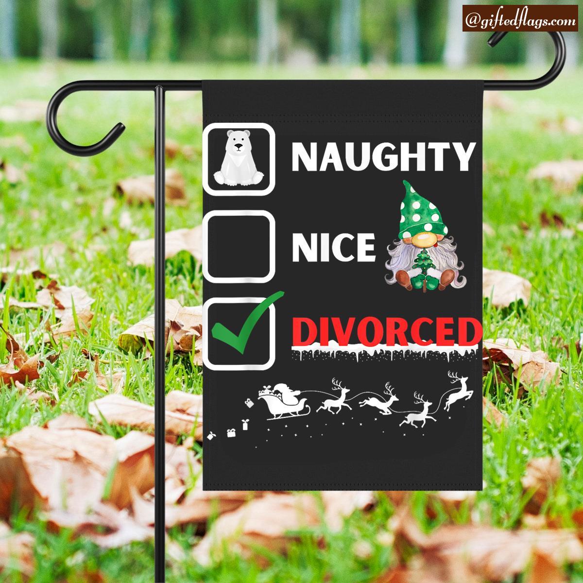 Naughty Nice List Funny Christmas Santa Gnome Garden Flag, House Flag