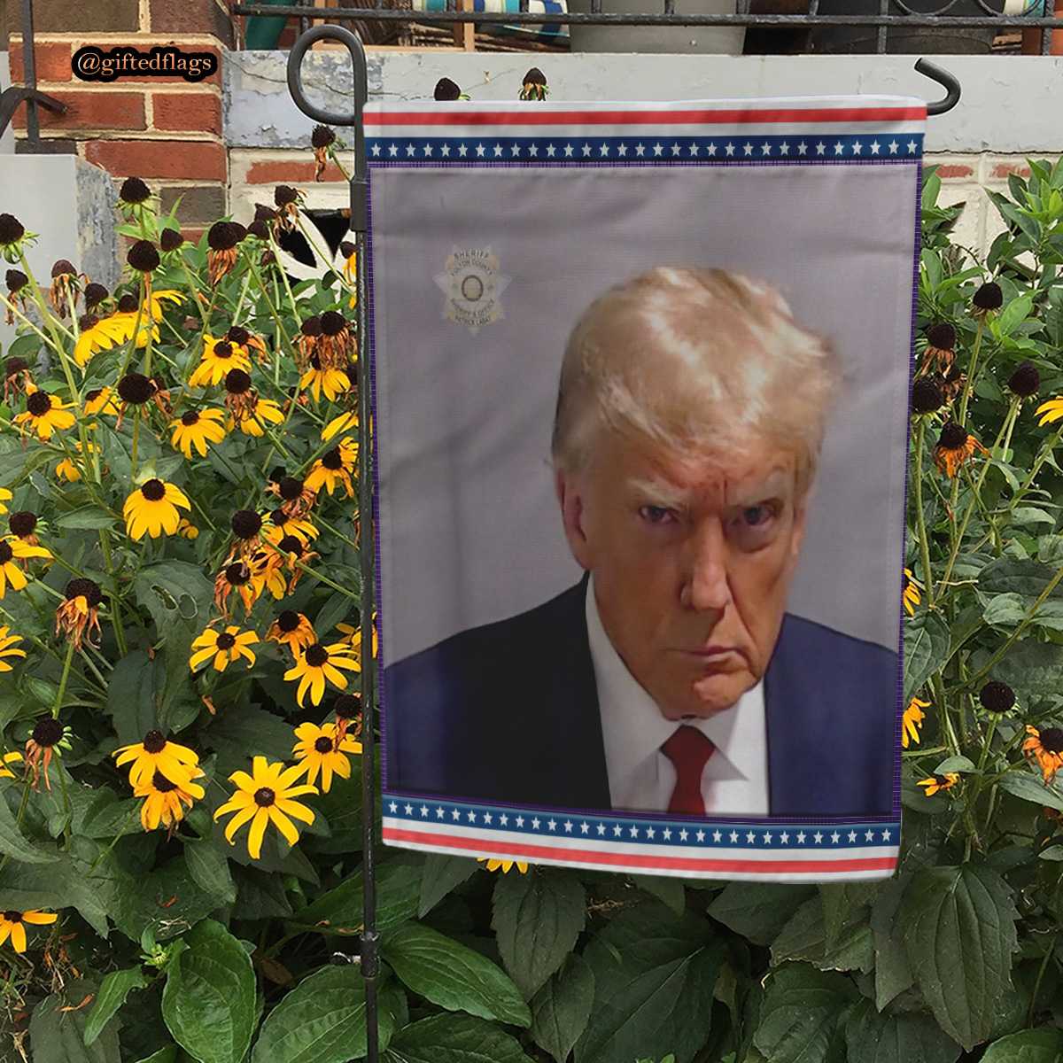 Donald Trump Mugshot 2024 Fulton County Georgia Garden Flag, House Flag