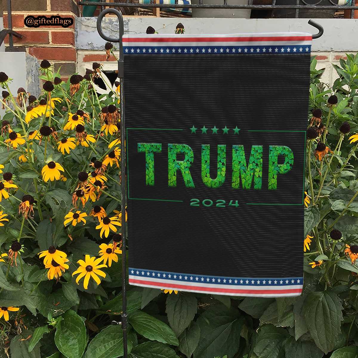 Happy St Patrick's Day Trump 2024 Clover Leaf Garden Flag, House Flag