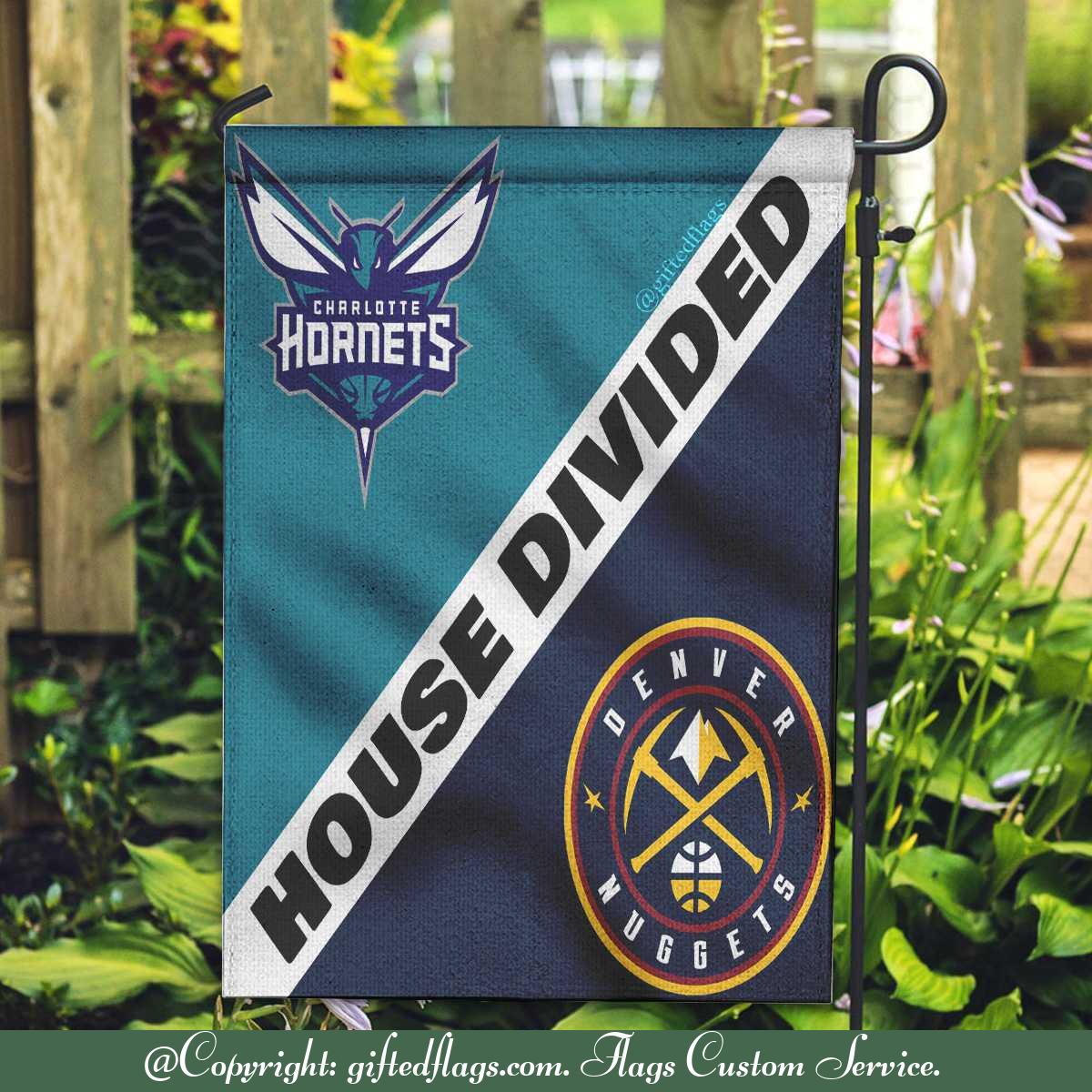 Charlotte Hornets vs. Denver Nuggets House Divided Flag, Hornets House Divided Flag