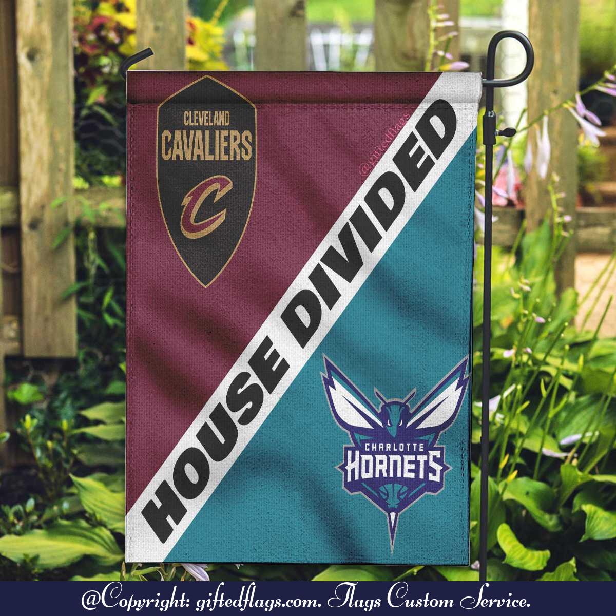 Cleveland Cavaliers vs. Charlotte Hornets House Divided Flag, Cavaliers House Divided Flag