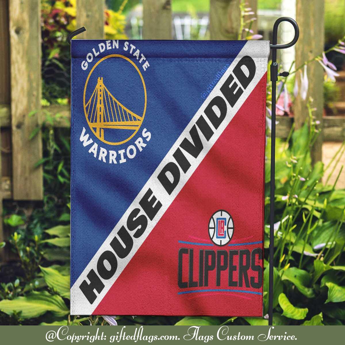 Golden State Warriors vs. LA Clippers House Divided Flag, Warriors House Divided Flag