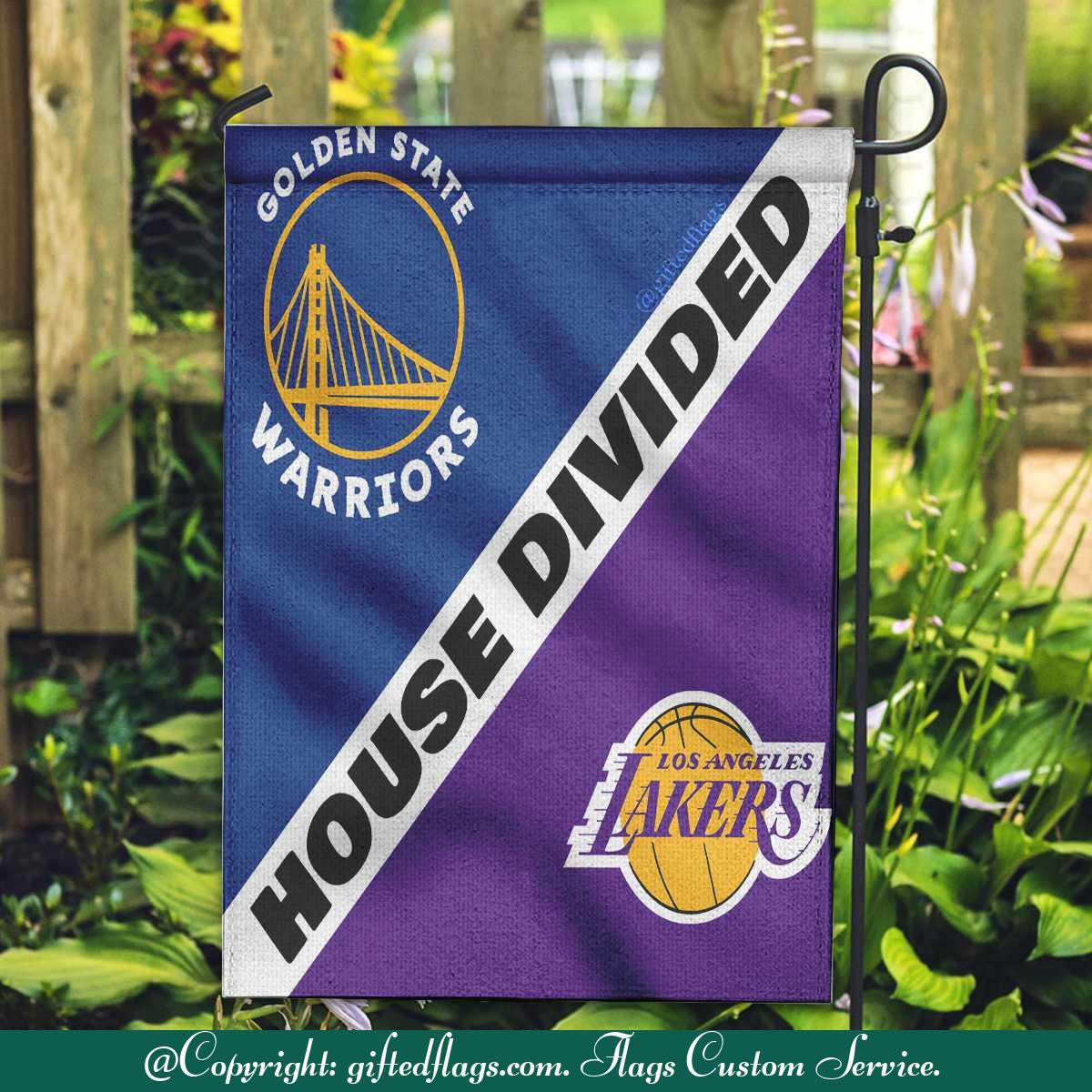 Golden State Warriors vs. Los Angeles Lakers House Divided Flag, Warriors House Divided Flag