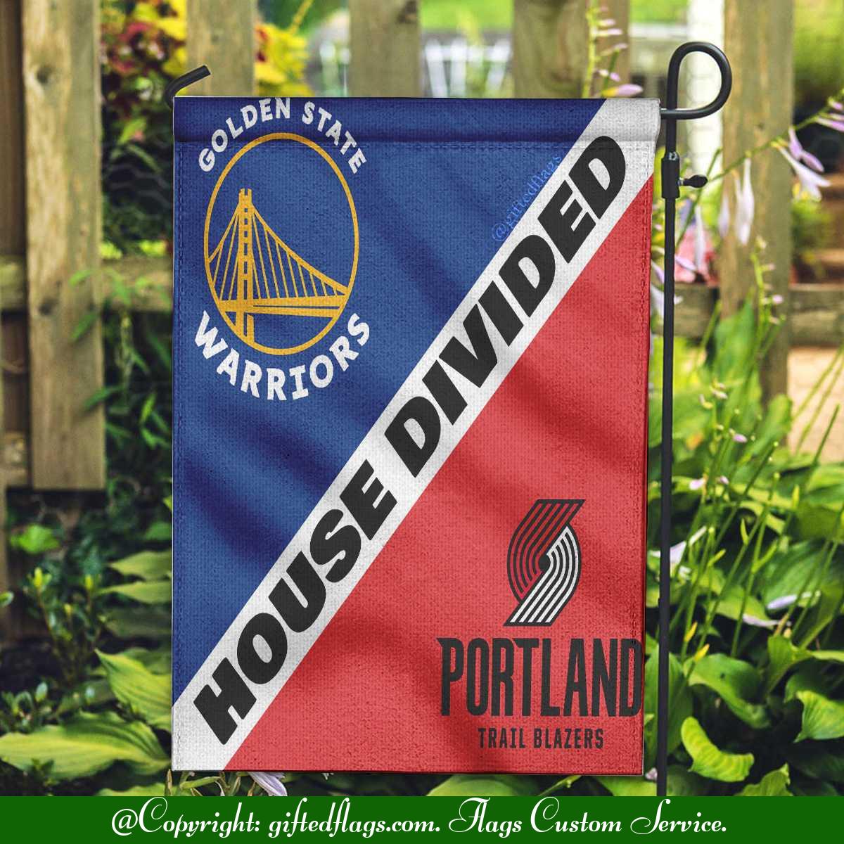Golden State Warriors vs. Portland Trail Blazers House Divided Flag, Warriors House Divided Flag
