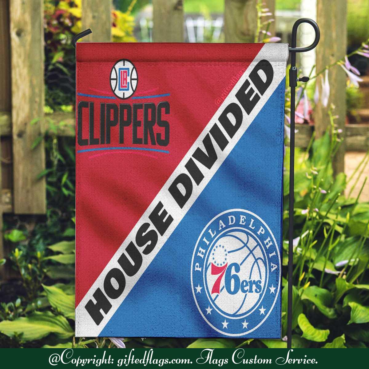 LA Clippers vs. Philadelphia 76ers House Divided Flag, Clippers House Divided Flag