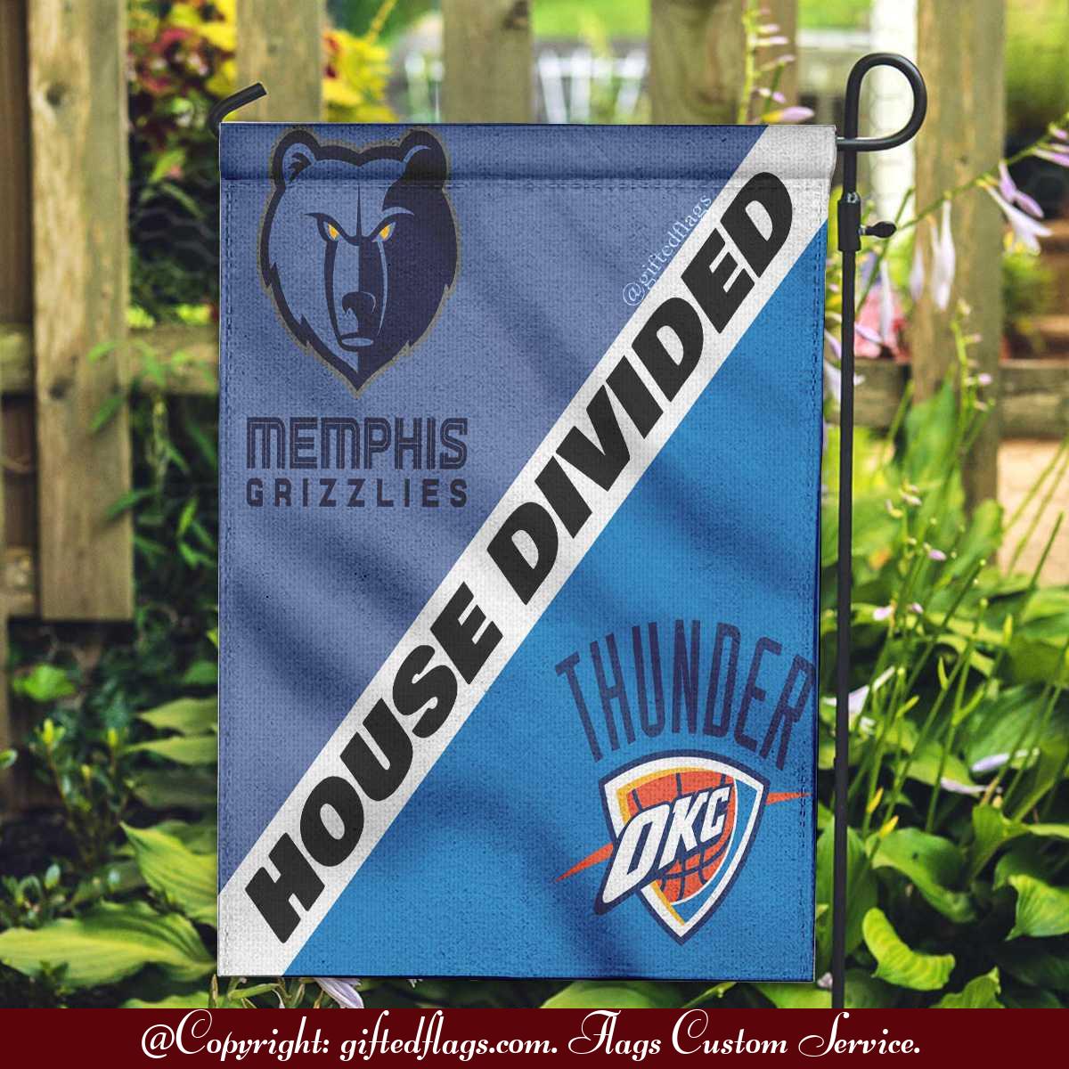 Memphis Grizzlies vs. Oklahoma City Thunder House Divided Flag, Grizzlies House Divided Flag