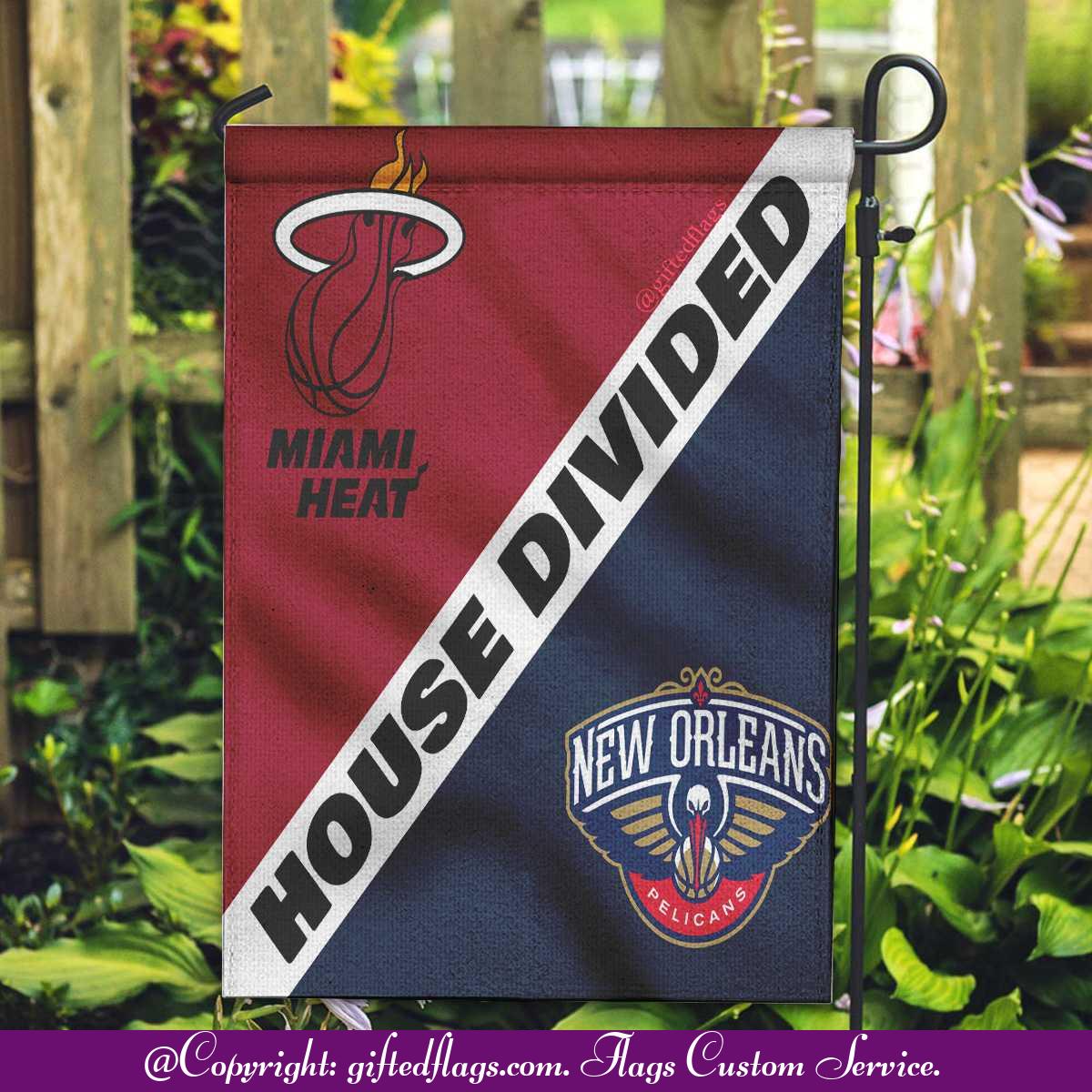 Miami Heat vs. New Orleans Pelicans House Divided Flag, Heat House Divided Flag