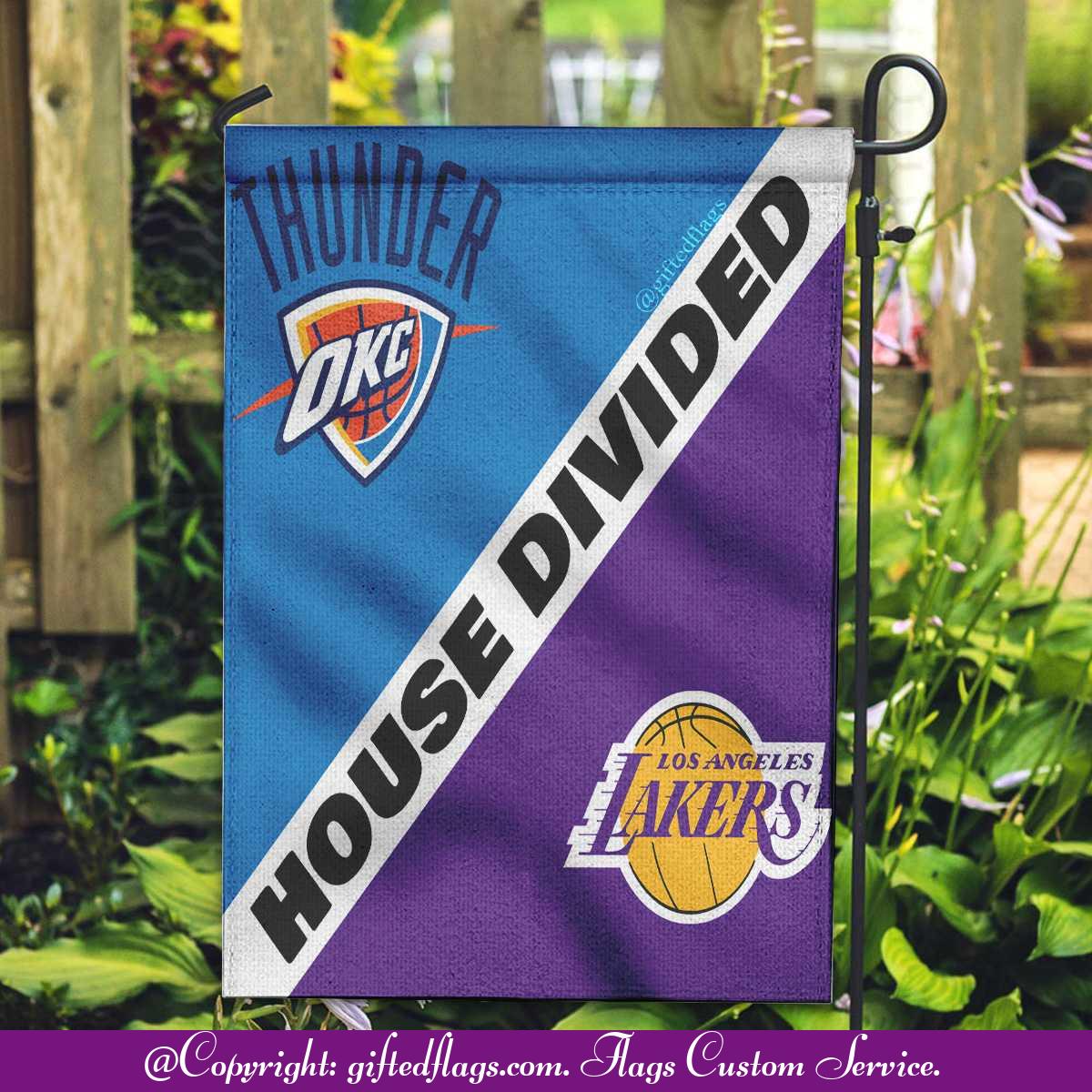 Oklahoma City Thunder vs. Los Angeles Lakers House Divided Flag, Thunder House Divided Flag