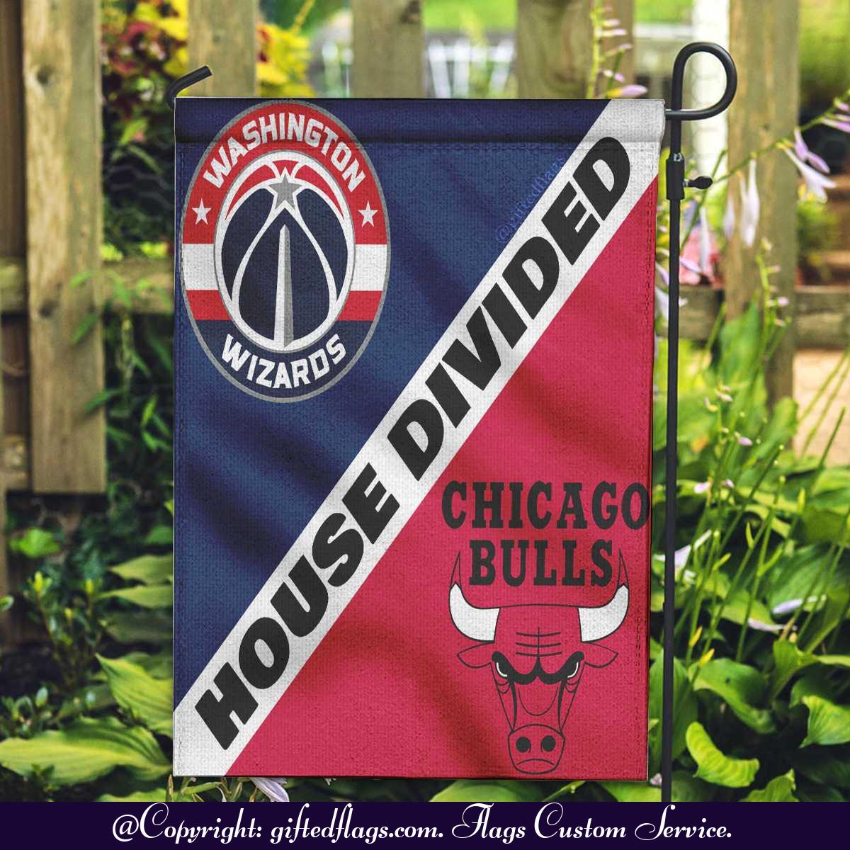 Washington Wizards vs. Chicago Bulls House Divided Flag, Wizards House Divided Flag