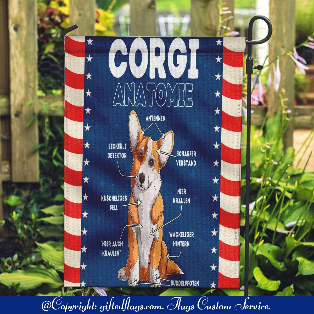 Corgi 4th Of July Merica Usa American Sunglasses Garden Flag, House Flag