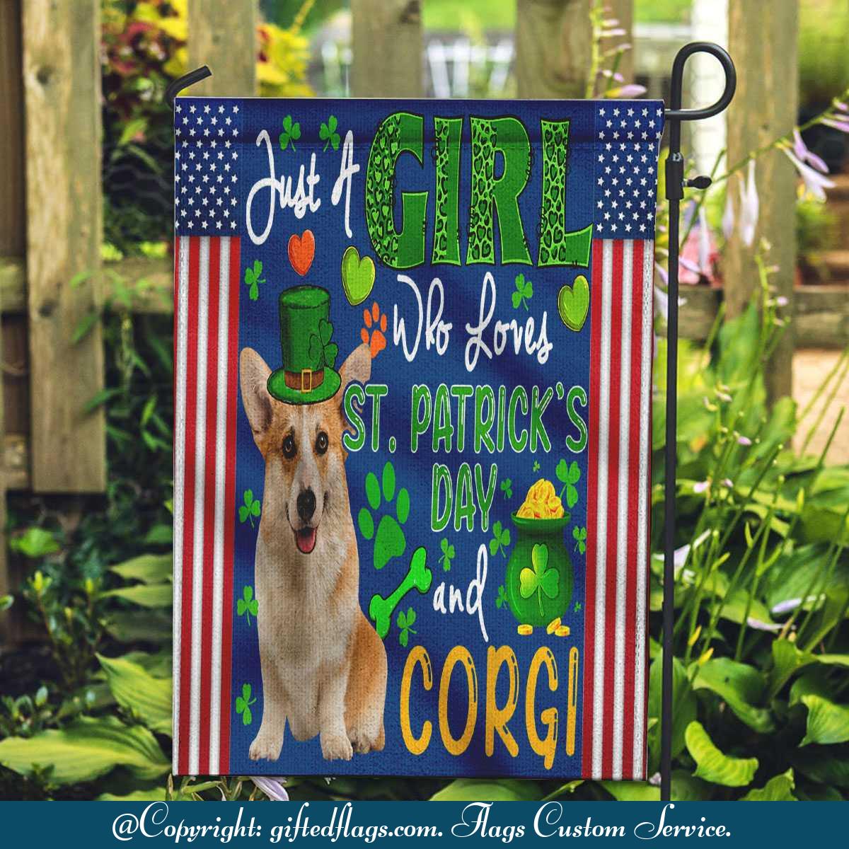 Just A Who Loves St Patrick's Day Corgi Garden Flag, House Flag