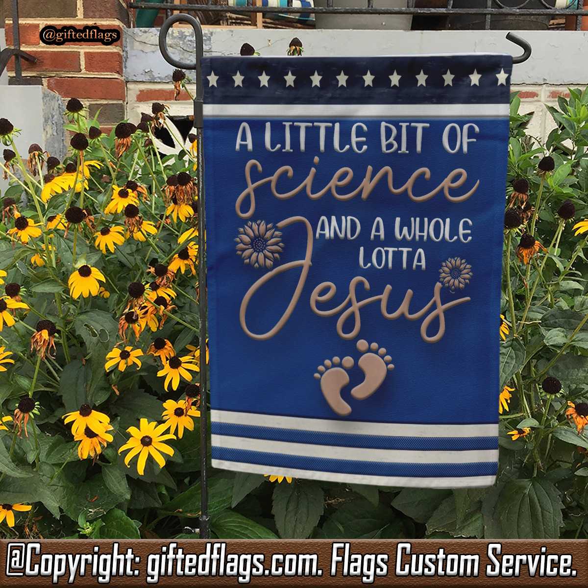 A Little Bit Of Science A Whole Lotta Jesus Christians Garden Flag, House Flag