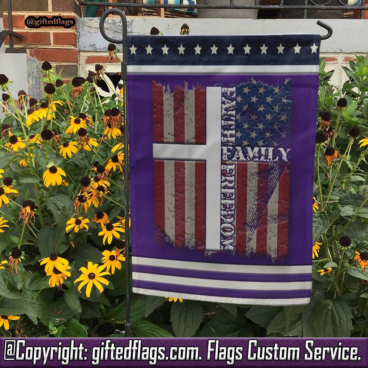 Faith Family Freedom Proud Christian 4th Of July Garden Flag, House Flag