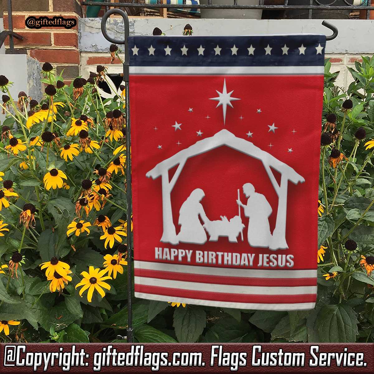 Happy Birthday Jesus Christmas Christian Party Religious Garden Flag, House Flag