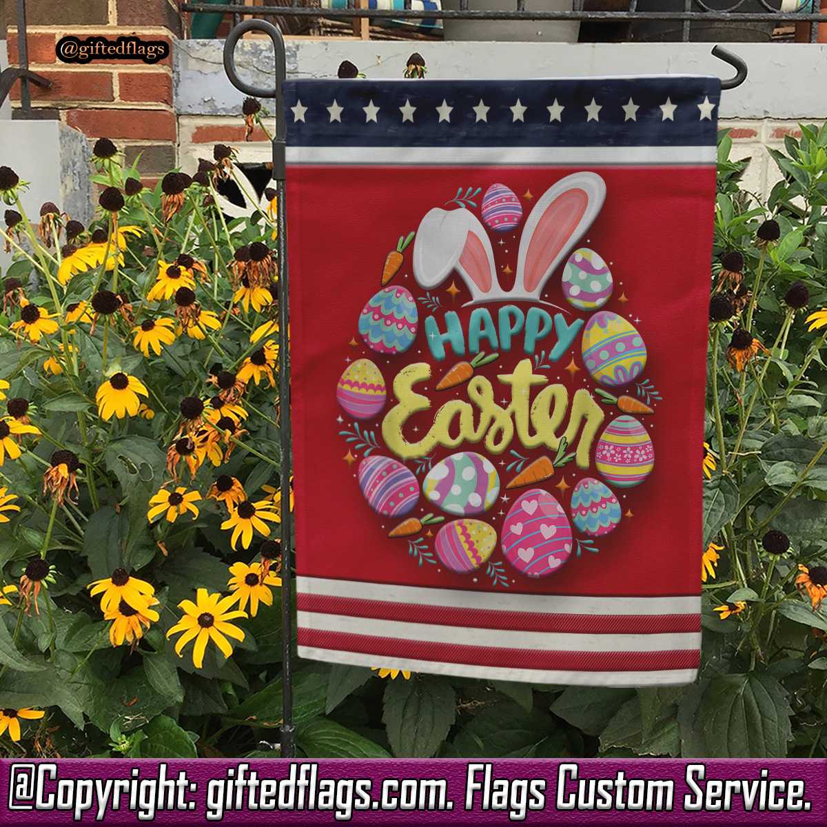 Happy Easter Colorful Eggs Egg Hunting Jesus Christ Garden Flag, House Flag