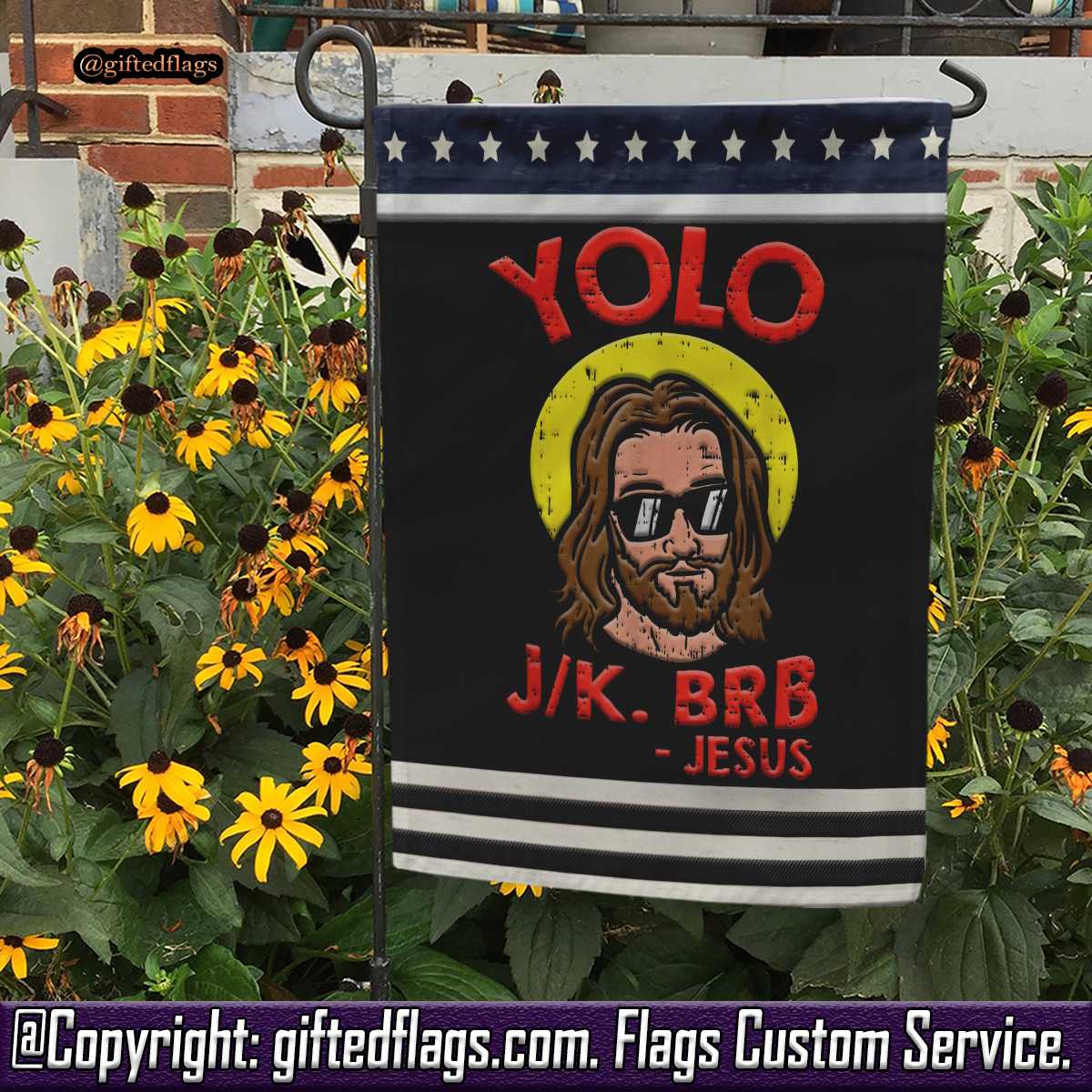 Yolo Jk Brb Jesus Funny Easter Day Ressurection Christians Garden Flag, House Flag